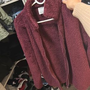 VS Pink burgundy fleece jacket